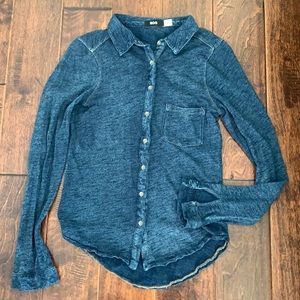 BDG long sleeve button down. It has stretch to the fabric , dark denim color